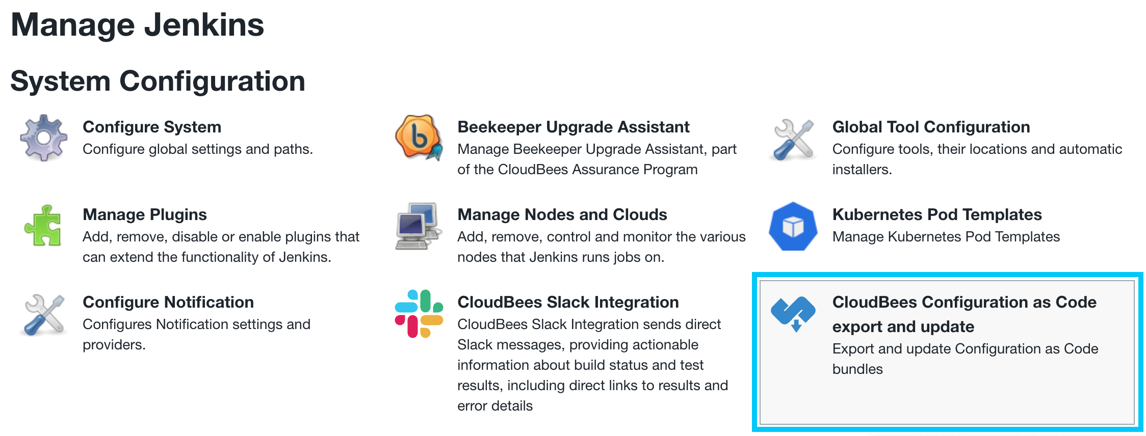 CloudBees Configuration config