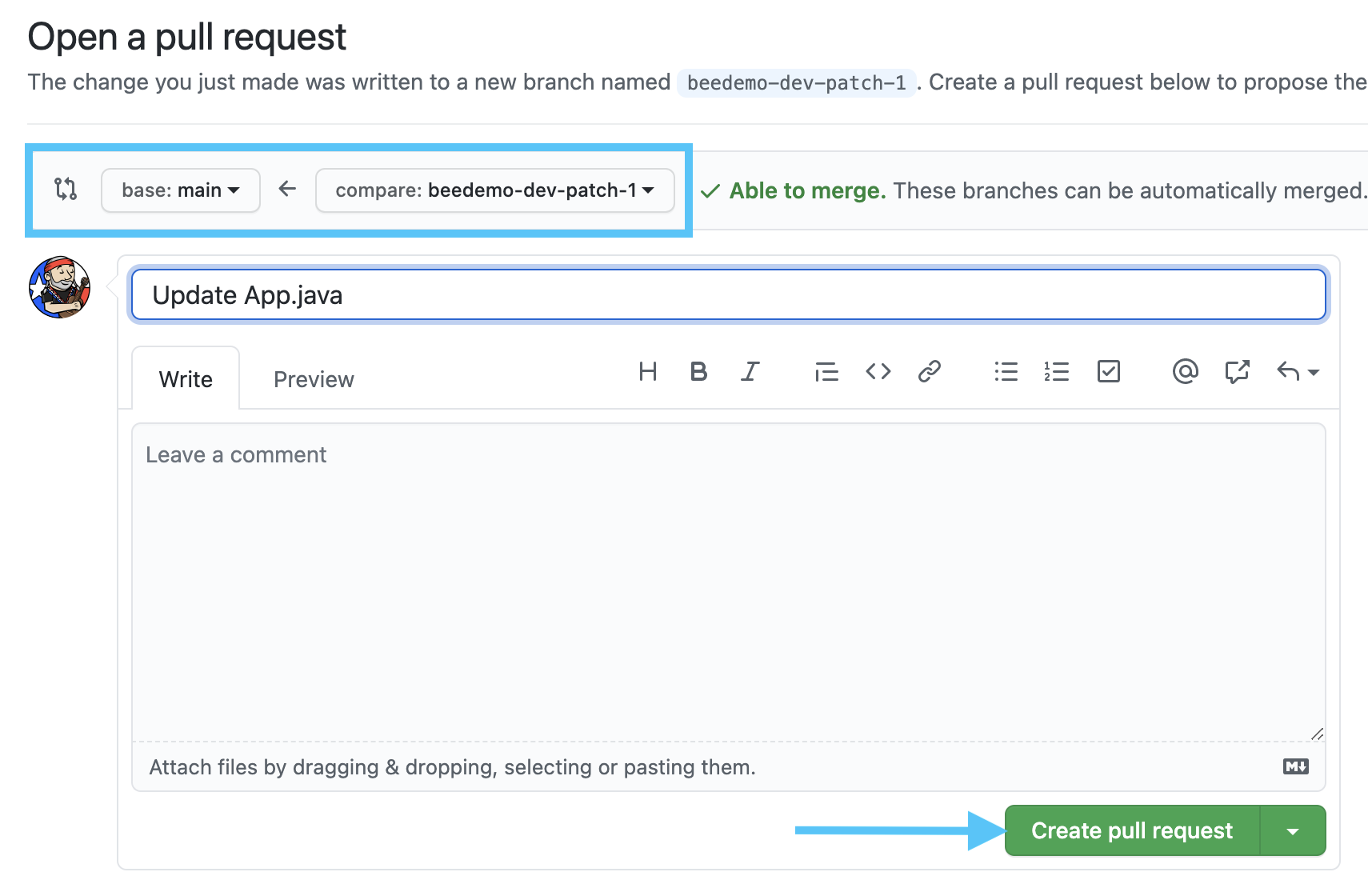 Create pull request