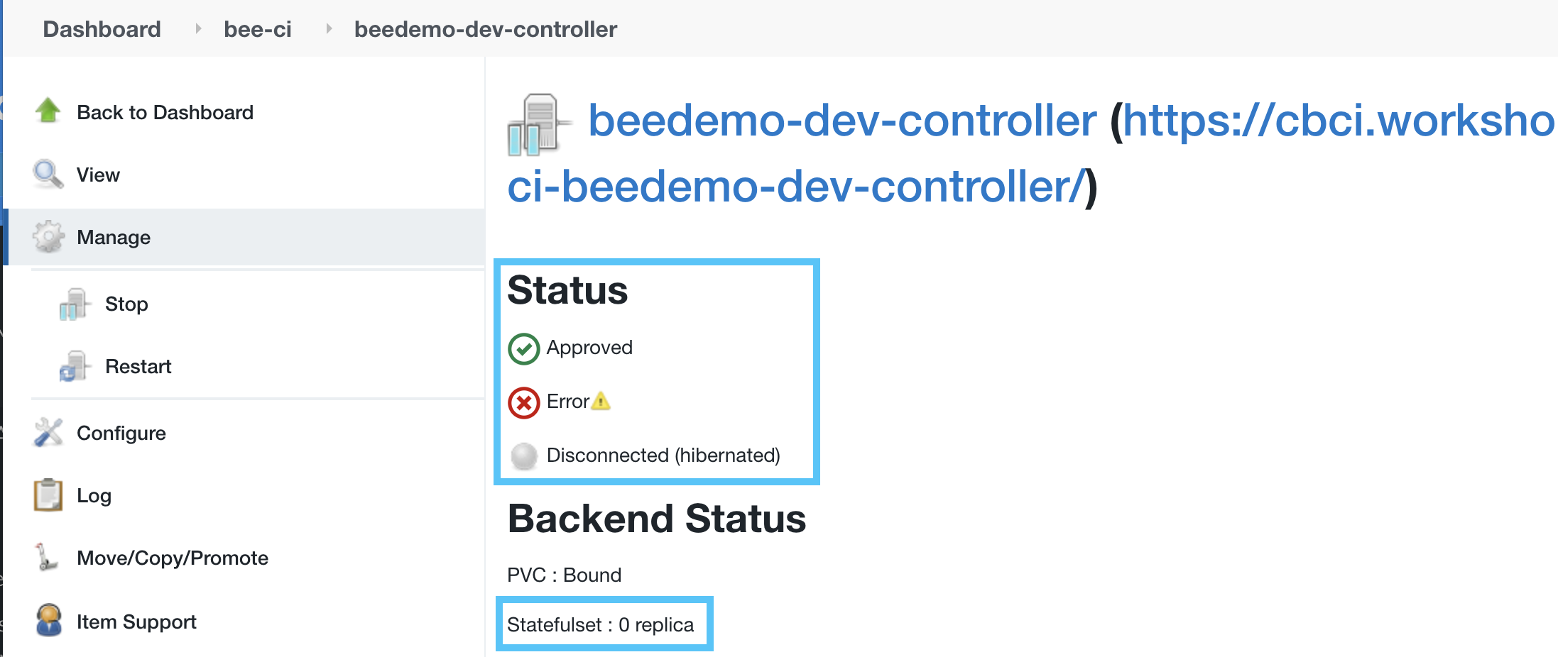 Disconnected Hibernated Controller